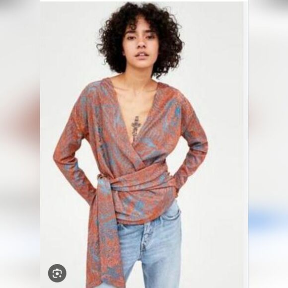 Zara Trafulac shimmer wrap top Size S - Picture 12 of 12